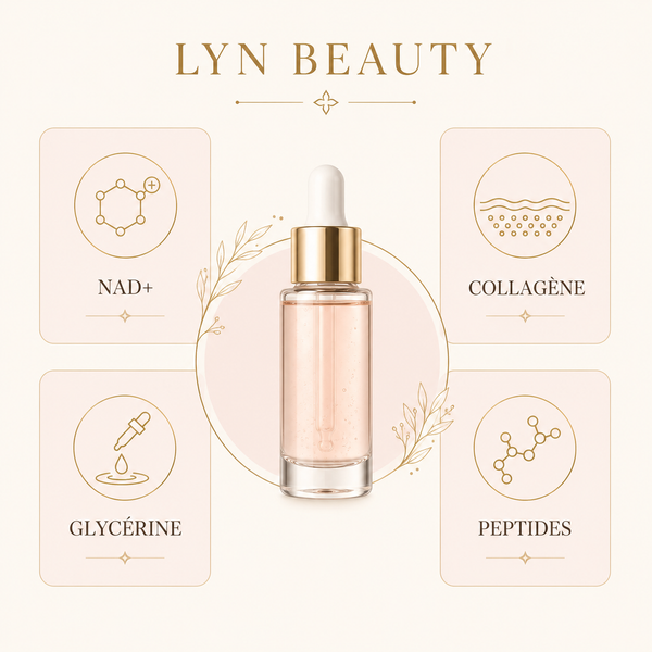 NAD+, collagène, peptides et glycérine du sérum visage